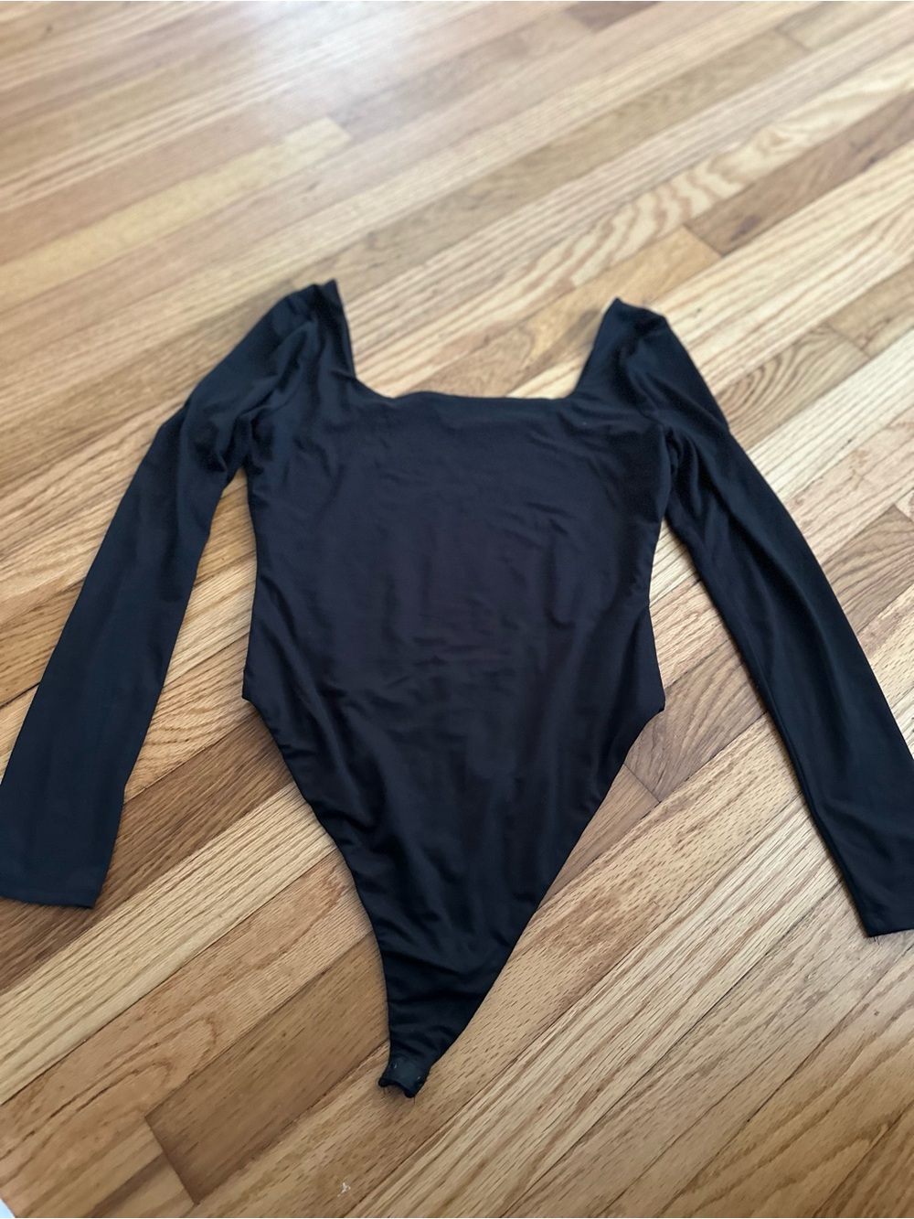 Fashion Nova Black Long-Sleeve Scoop Neck Bodysuit